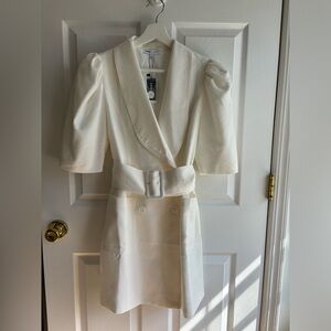 Express x lady gang blazer belted dress in white